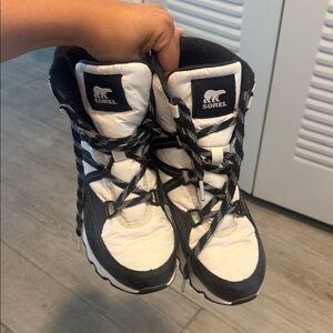 Sorel Kids Black & White Lace-Up Winter Boots